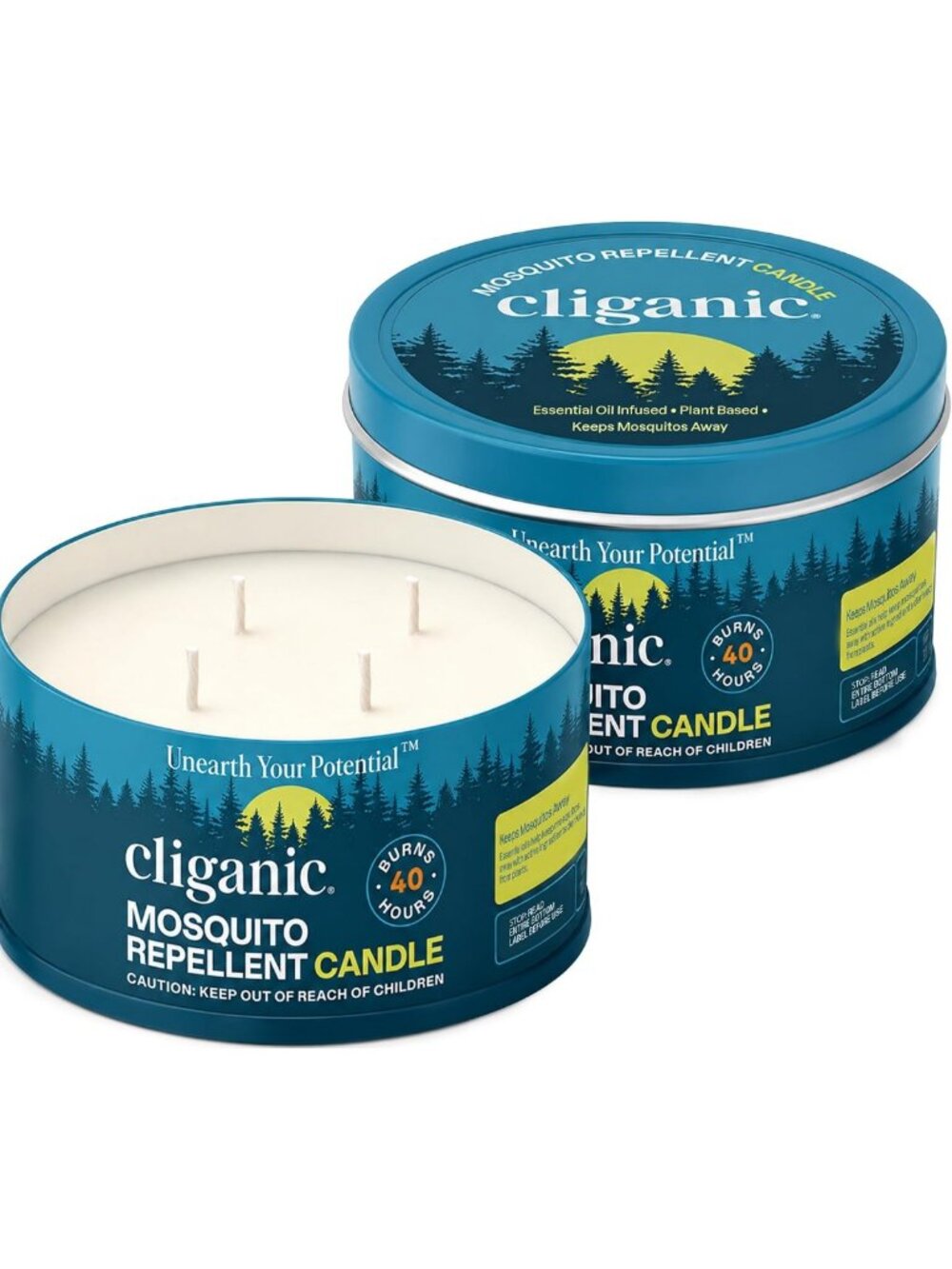 DEET-Free Citronella Candles for Outdoor Mosquito Repellent - 22oz 2-Pack